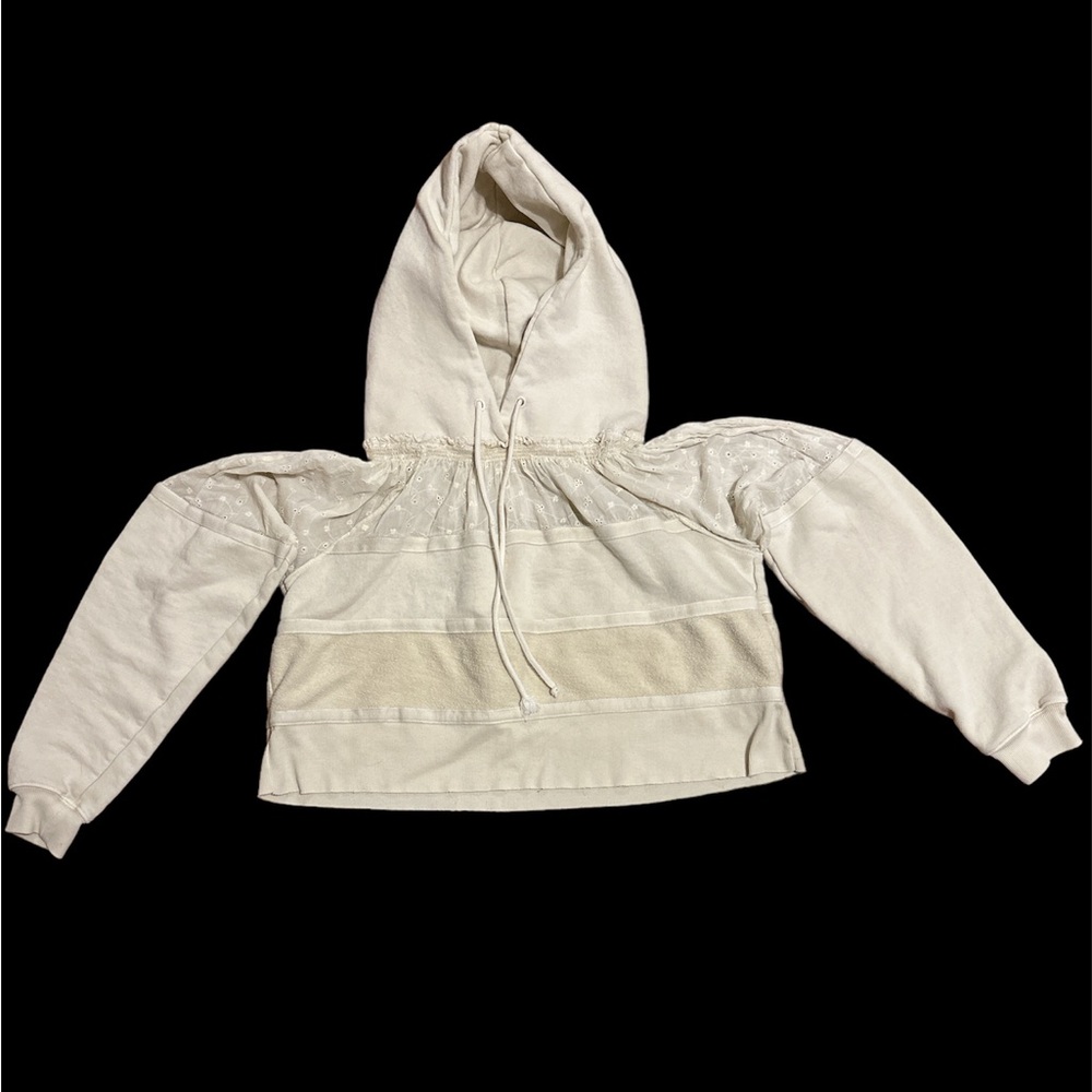 Free People cream crop hoodie XS